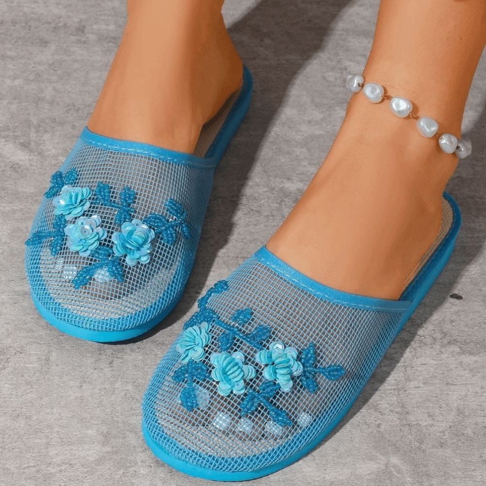 Casual Flower Embroidery Mesh  - Indoor Plants ulasan dan harga