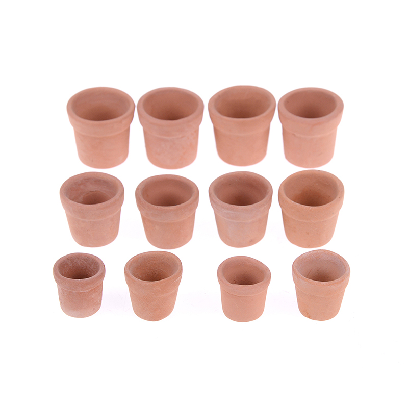 12Pcs Dollhouse 1:12 Mini Clay - Terracotta Pot ulasan dan harga