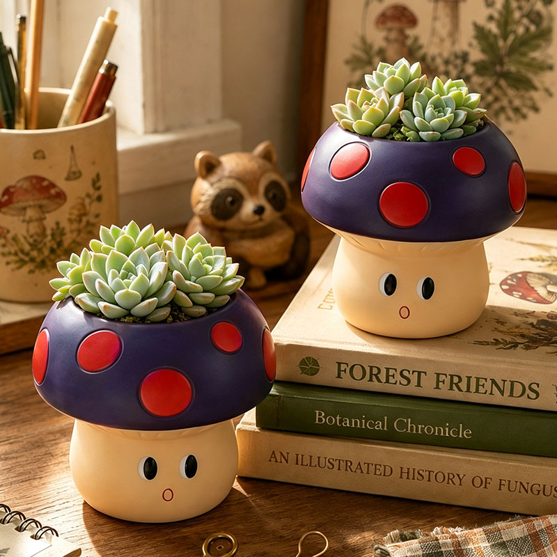 Cute Cartoon Mushroom Resin Su - Snake Plant Ceramic ulasan dan harga