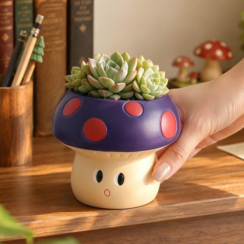Cute Cartoon Mushroom Resin Su - Snake Plant Ceramic ulasan dan harga