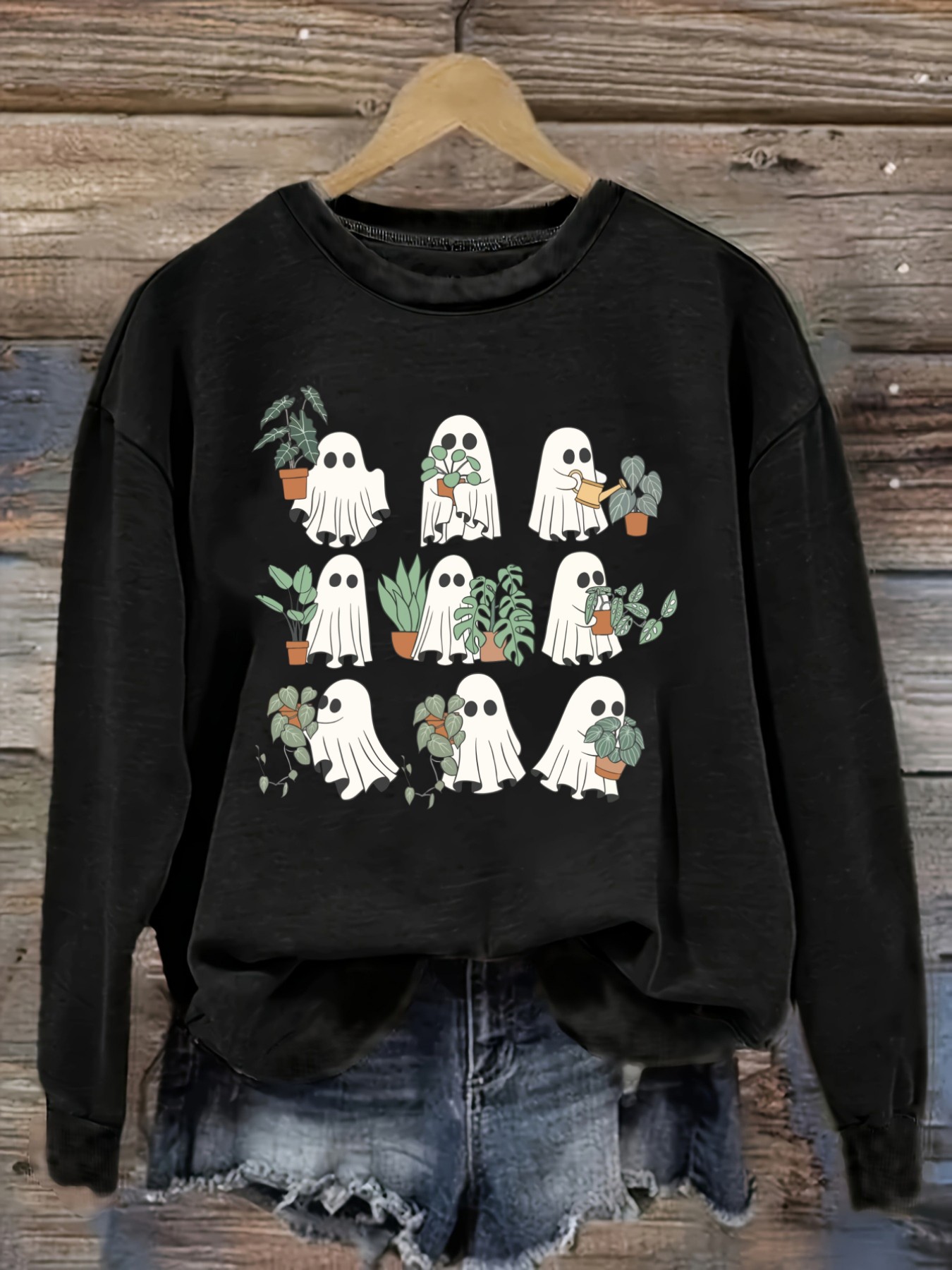 Women's Casual Long Sleeve Cre - Plant Pot ulasan dan harga